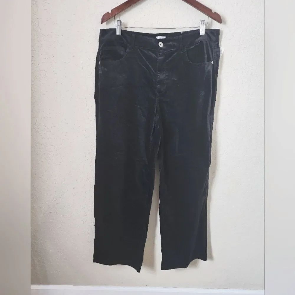 J. Jill Velvet Straight Leg Trouser Pants Black Size 16 New